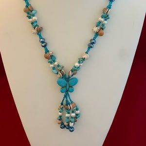 Handmade Turquoise Butterfly Necklace Earrings